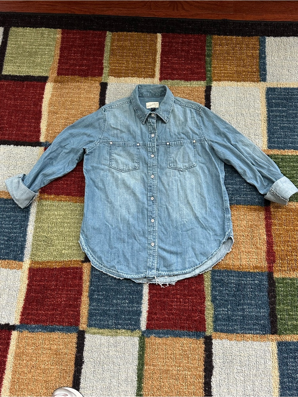 Universal thread Lightweight light Blue Denim Button-Up Shirt